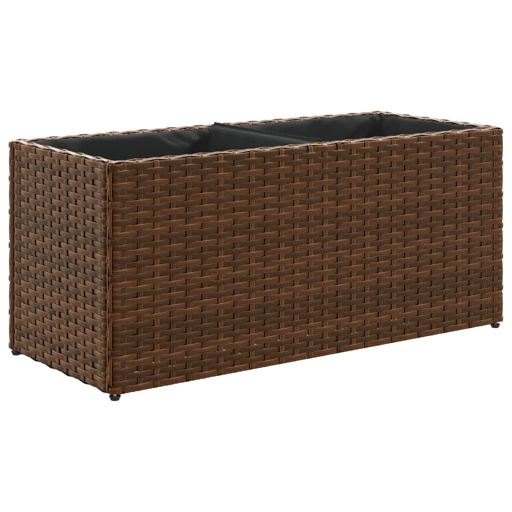 Vidaxx Pflanzgefäß mit 2 Töpfen 72x30x32 cm Polyrattan braun