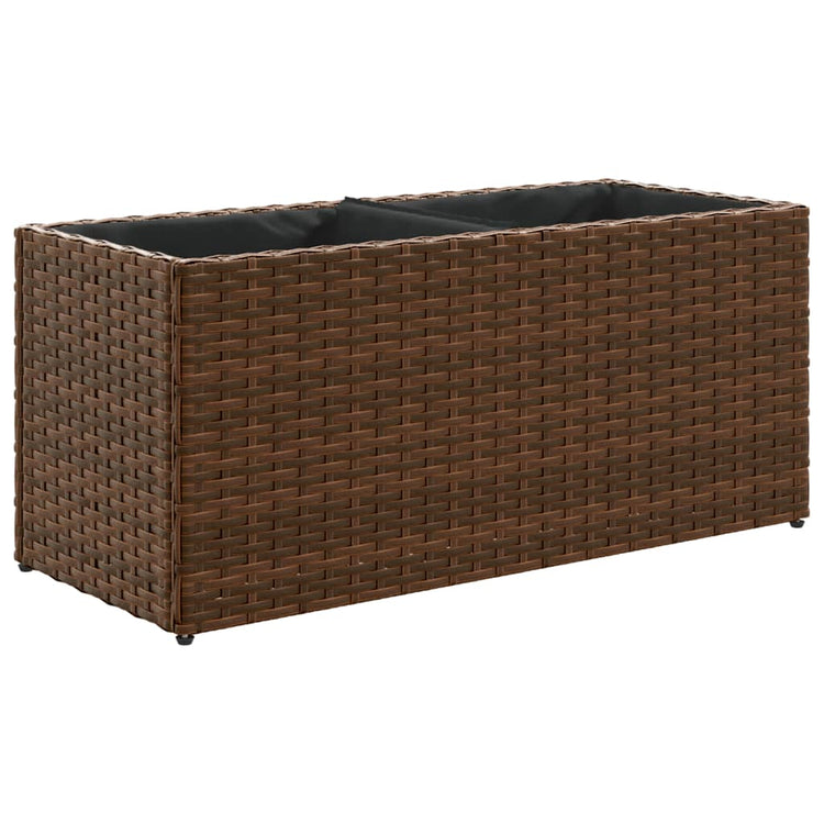 Vidaxx Pflanzgefäß mit 2 Töpfen 72x30x32 cm Polyrattan braun