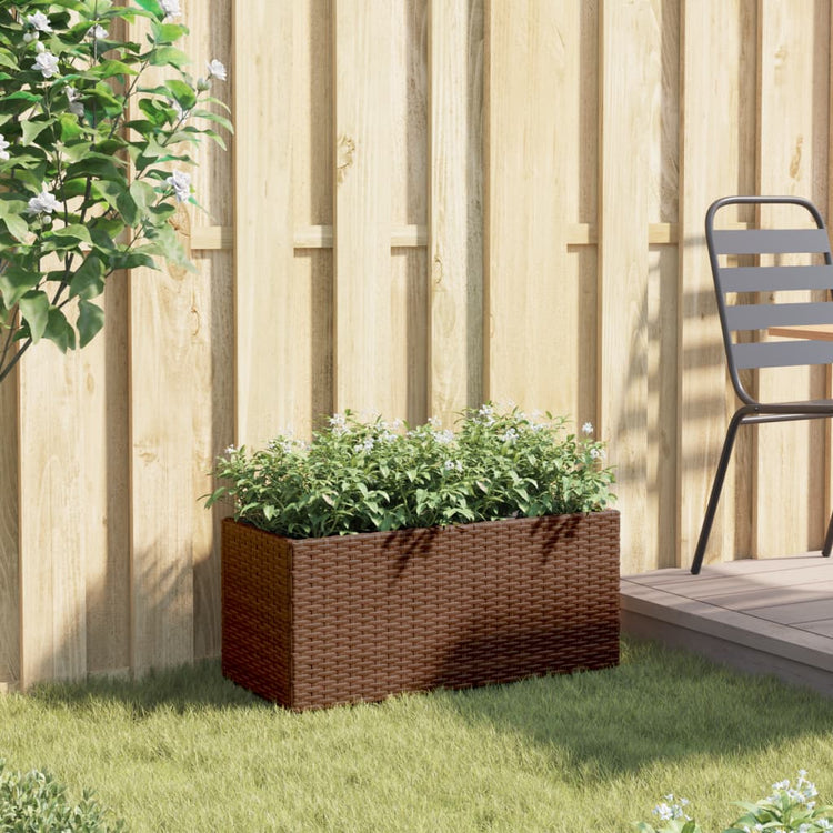 Vidaxx Pflanzgefäß mit 2 Töpfen 72x30x32 cm Polyrattan braun