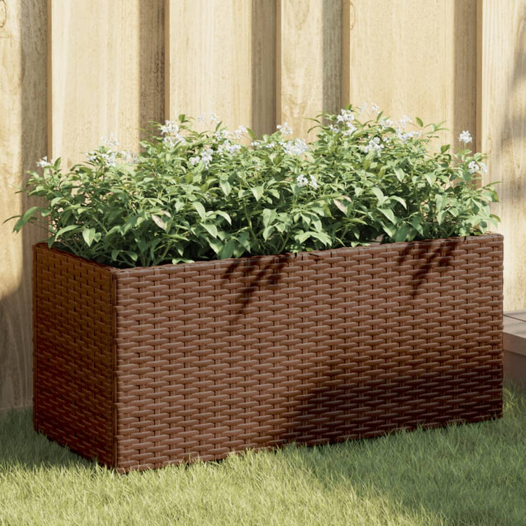 Vidaxx Pflanzgefäß mit 2 Töpfen 72x30x32 cm Polyrattan braun