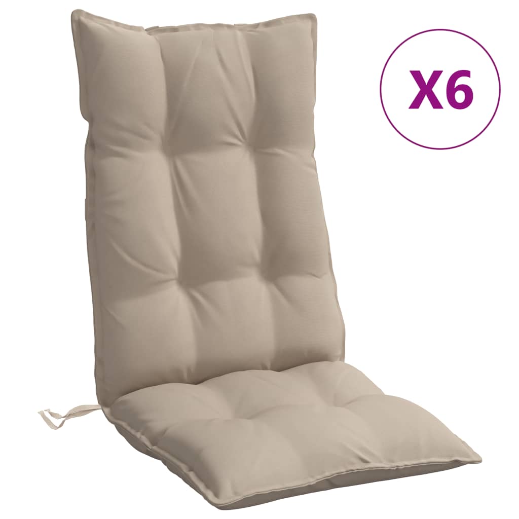 VIDAXL STUHR Kissen 6 St. hoher Rücken Oxford Stofftaupe
