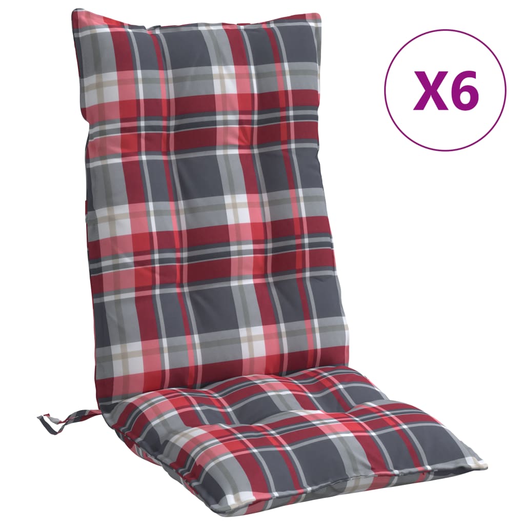 Vidaxl Stuhlkissen 6 St hohe Rückenfenster Muster Oxford Fabric rot