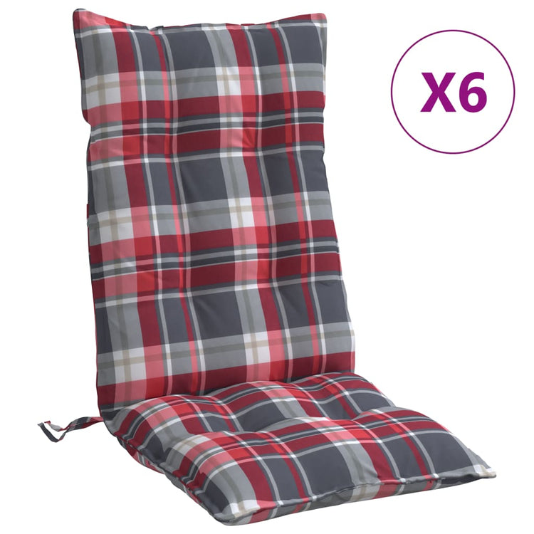 Vidaxl Stuhlkissen 6 St hohe Rückenfenster Muster Oxford Fabric rot
