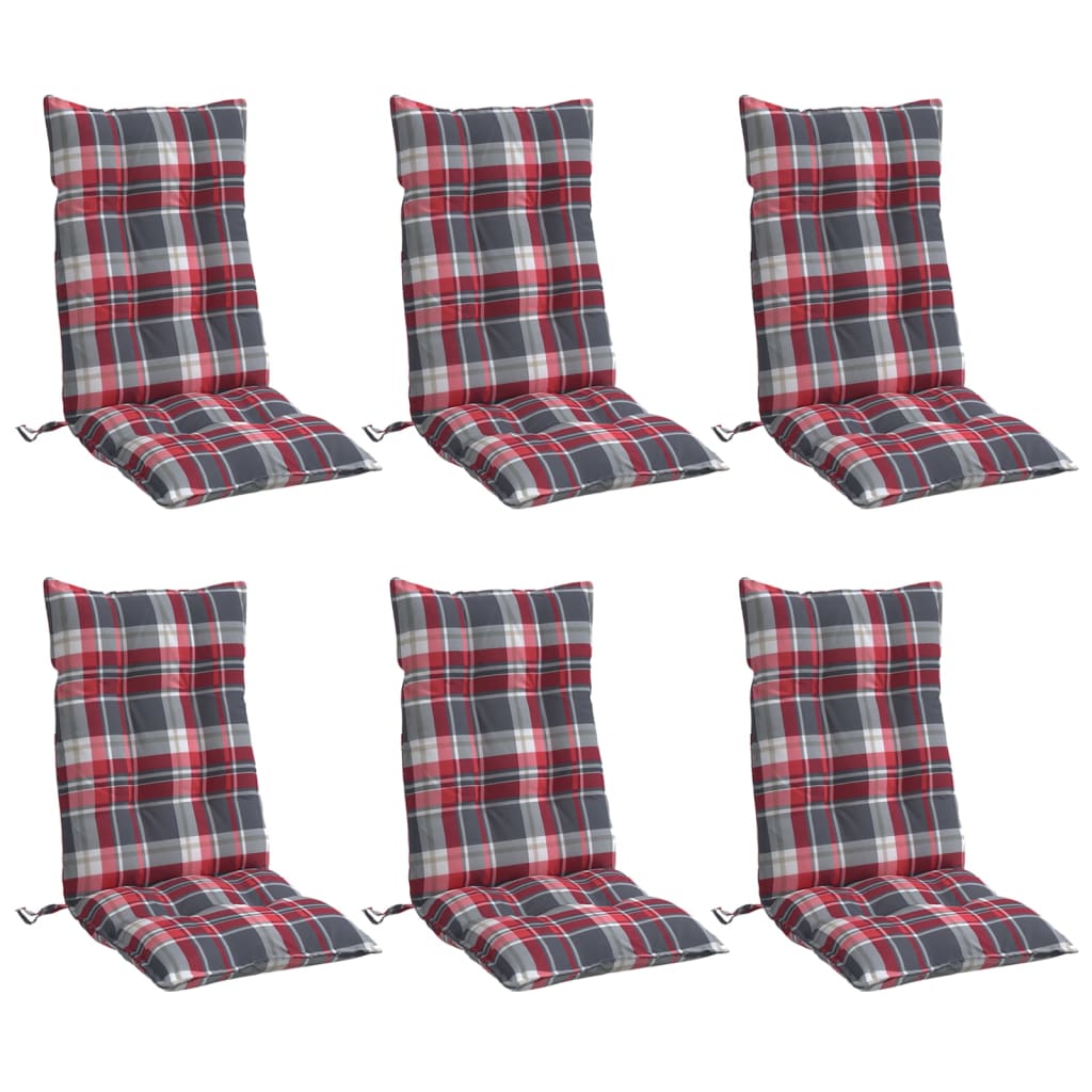 Vidaxl Stuhlkissen 6 St hohe Rückenfenster Muster Oxford Fabric rot