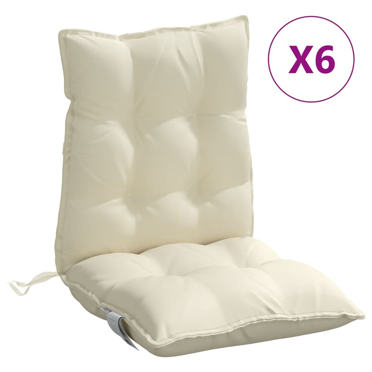 VIDAXL -Stuhlkissen 6 Stcs Low Back Oxford Fabric Crème -Colored