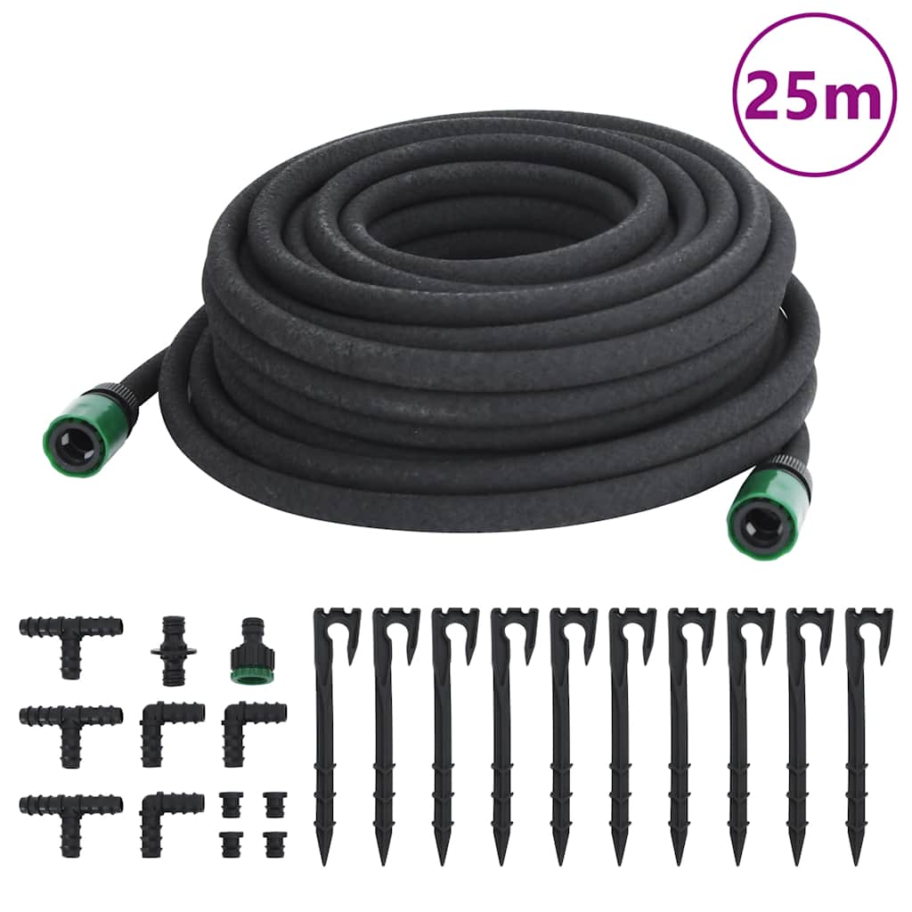 Vidaxl Tropfschlauch 0,6 '' 25 m Gummischwarz
