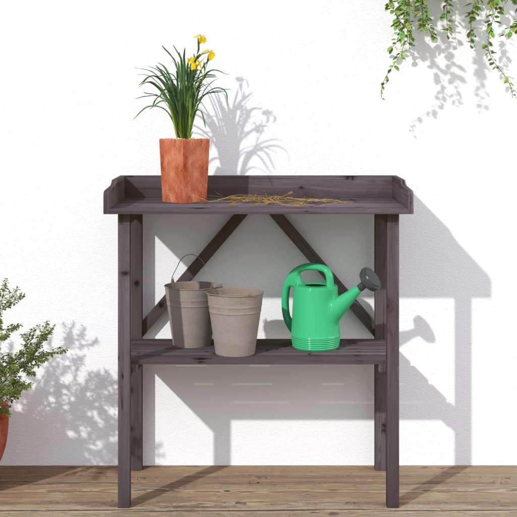 Vidaxx Pflanzentisch mit Ablage 78x38x82,5 cm graues Kiefernholz