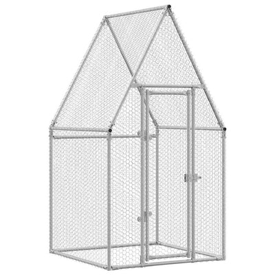 Vidaxl Chicken Coop 100x100x190 cm verzinkter Stahl silberfarben
