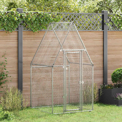 Vidaxl Chicken Coop 100x100x190 cm verzinkter Stahl silberfarben