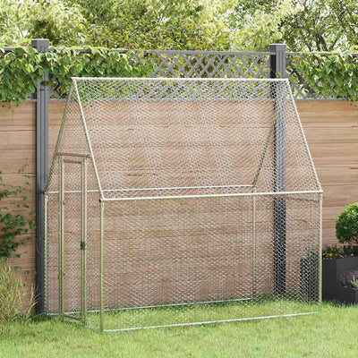 Vidaxl Chicken Coop 200x100x190 cm verzinkter Stahl silberfarben