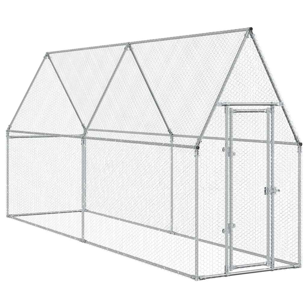 Vidaxl Chicken Coop 400x100x190 cm verzinkter Stahl silberfarben