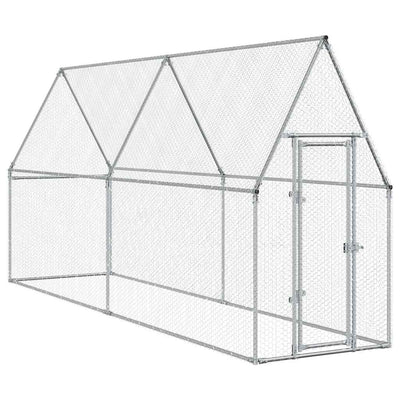 Vidaxl Chicken Coop 400x100x190 cm verzinkter Stahl silberfarben
