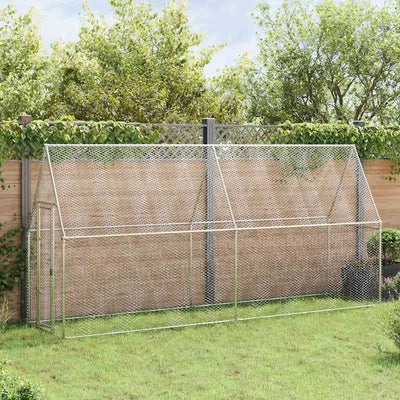 Vidaxl Chicken Coop 400x100x190 cm verzinkter Stahl silberfarben