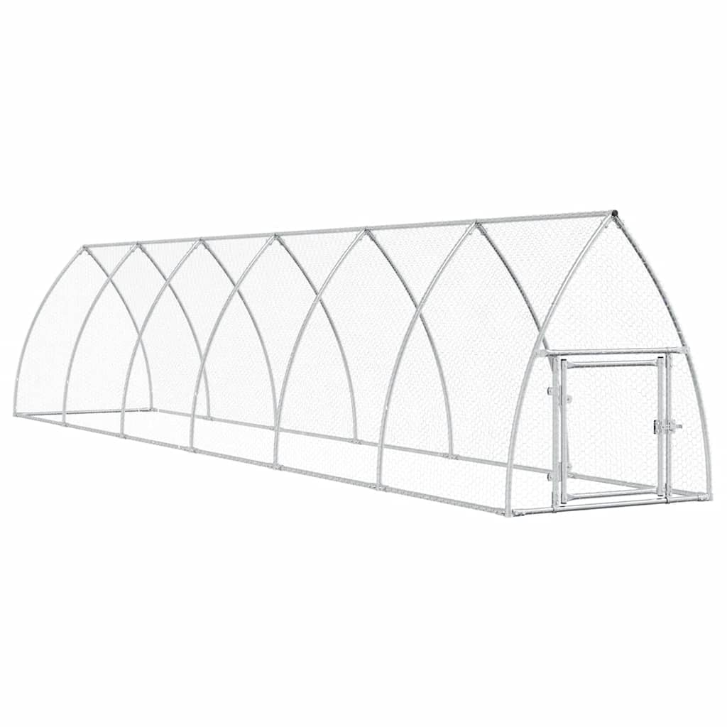 Vidaxl Chicken Coop 600x105x120 cm verzinkter Stahl silberfarben