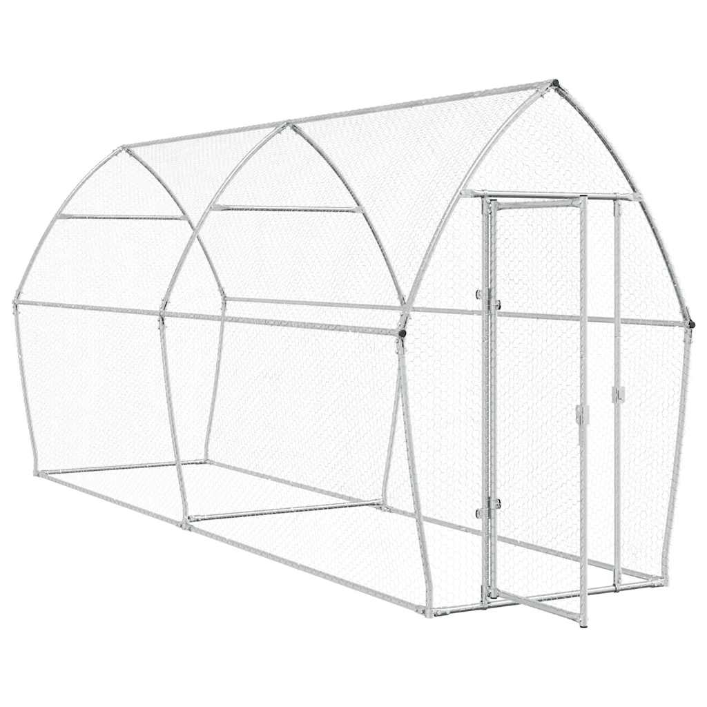 Vidaxl Chicken Coop 400x105x182 cm verzinkter Stahl silberfarben