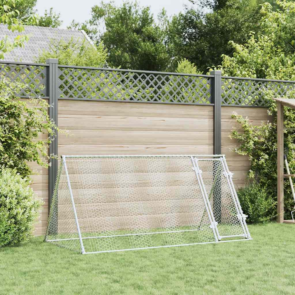 Vidaxl Chicken Coop 200x105x91 cm verzinkter Stahl silberfarben