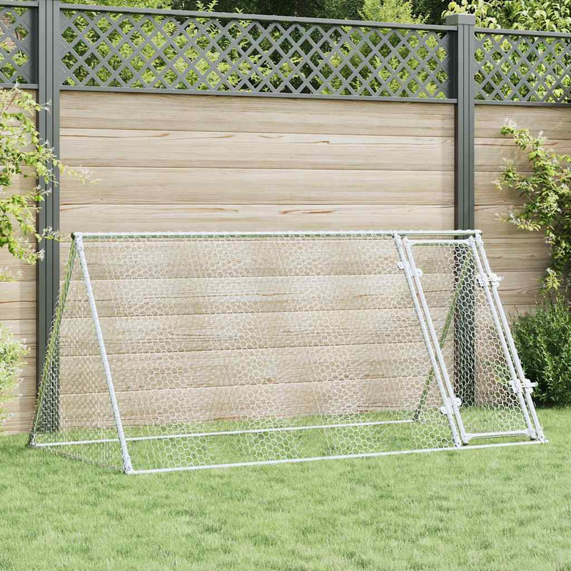 Vidaxl Chicken Coop 200x105x91 cm verzinkter Stahl silberfarben