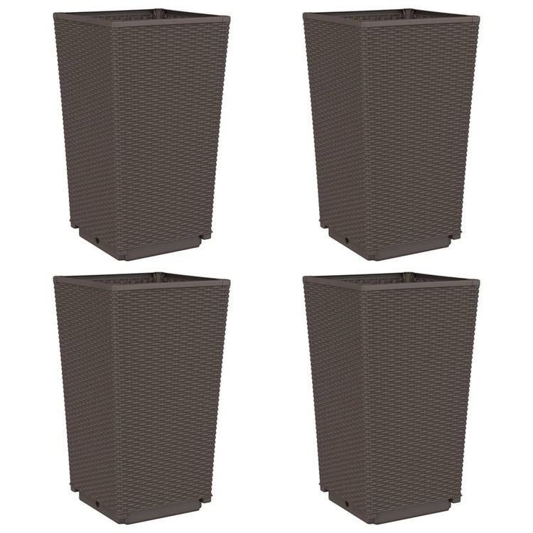 VIDAXL -Pflanzer 4 ST 32.5x32.5x57 cm Polypropenbraun
