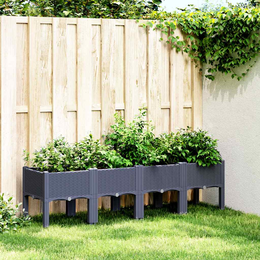Vidaxl -Pflanzer mit Beinen 160 x 40 x 42 cm Polypropengrau