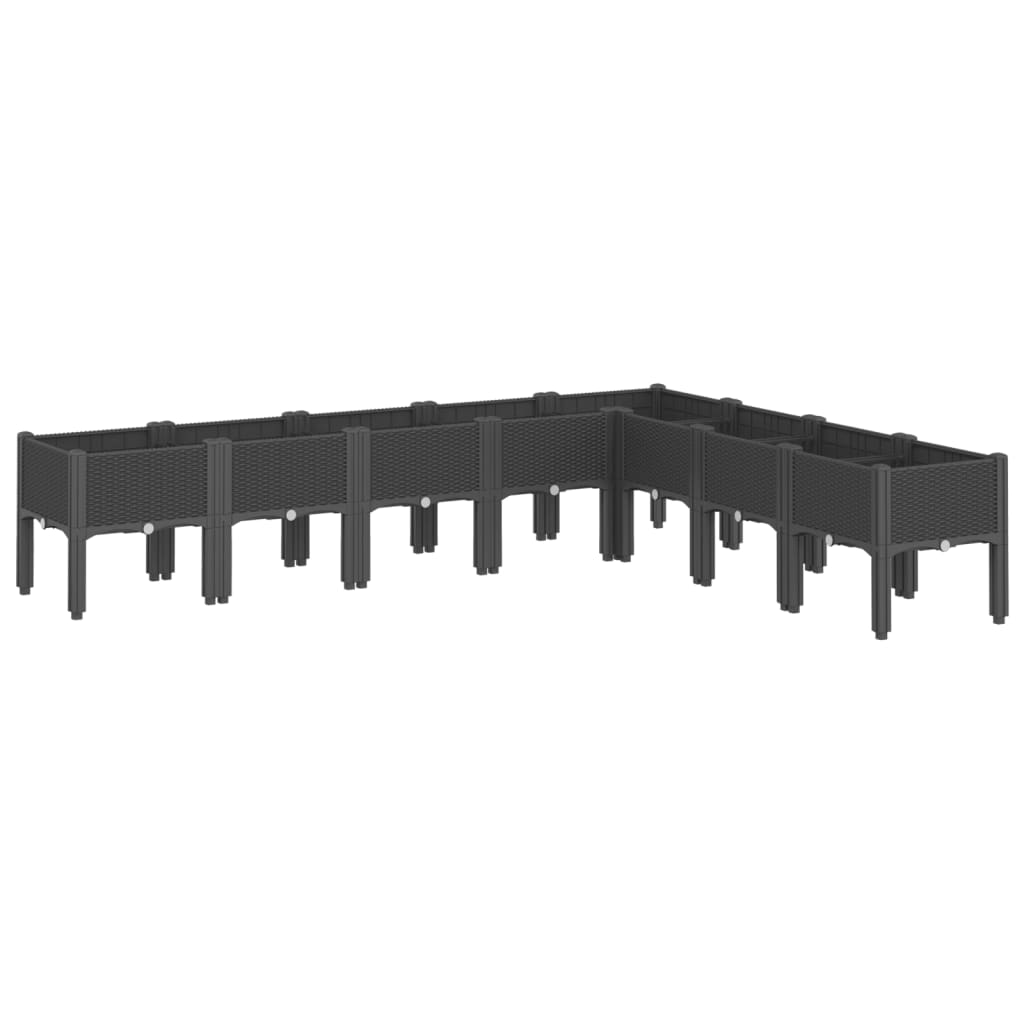 Vidaxx Pflanzgefäß mit Beinen 200x160x42 cm Polypropylen schwarz