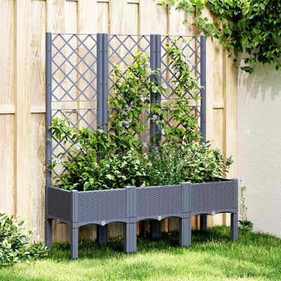 VIDAXL -Pflanzer mit Slatarbeit 120 x 40 x 142 cm Polypropengrau