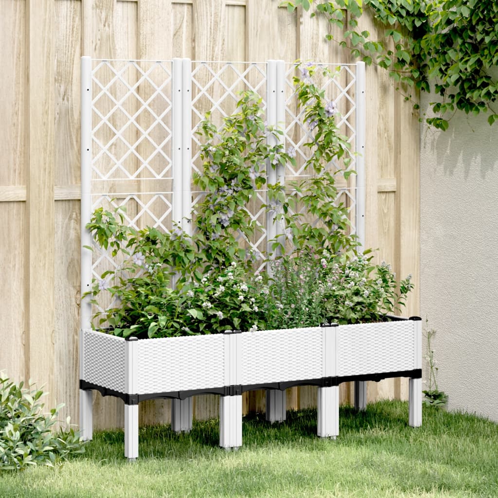Vidaxl Plannet mit Latwerk 120x40x142 cm Polypropen weiß