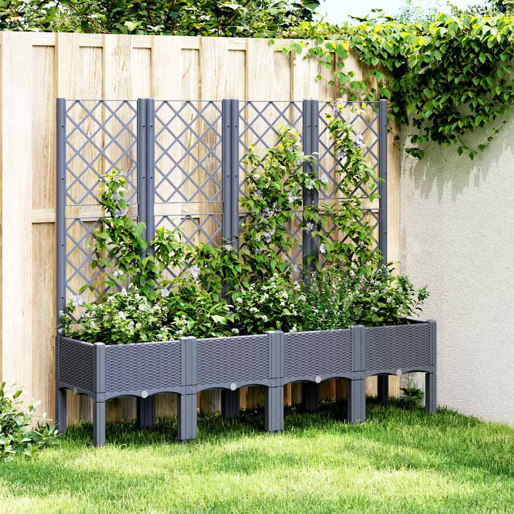 Vidaxl -Plannet mit Lamellen 160x40x142 cm Polypropengrau