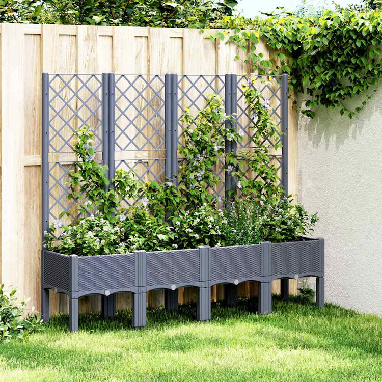Vidaxl -Plannet mit Lamellen 160x40x142 cm Polypropengrau