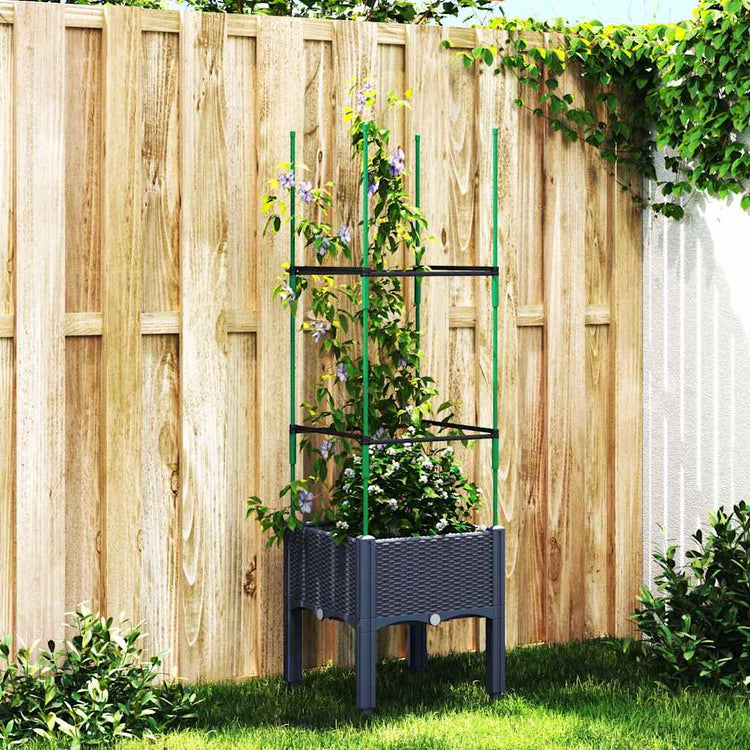 VIDAXL -Pflanzer mit Slatarbeit 40x40x142.5 cm Polypropengrau