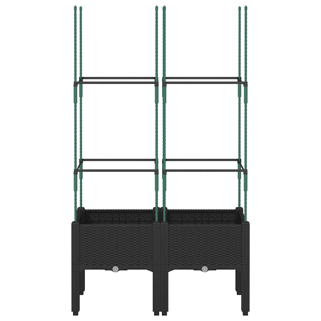VIDAXL -Pflanzer mit Latwerk 80x40x142.5 cm Polypropen Schwarz