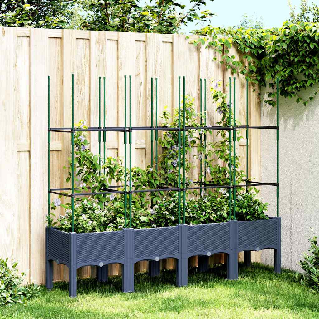 VIDAXL -Pflanzer mit Latwerk 160 x 40 x 142,5 cm Polypropengrau