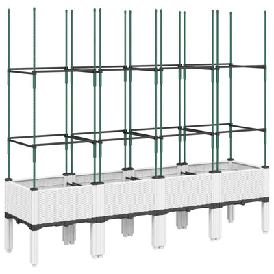 VIDAXL -Pflanzer mit Latwerk 160 x 40 x 142,5 cm Polypropen weiß