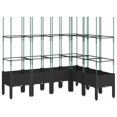 VIDAXL -Pflanzer mit Latwerk 160x120x142.5 cm Polypropen Schwarz