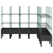 VIDAXL -Pflanzer mit Latwerk 200x160x142.5 cm Polypropen Schwarz - afbeelding 3