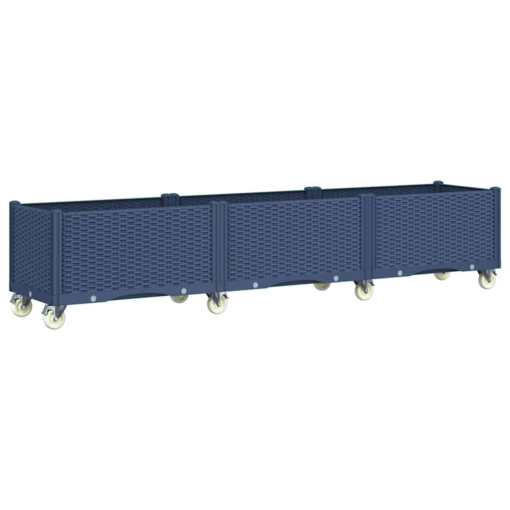 Vidaxx Pflanzgefäß mit Rädern 240x50x54 cm Polypropylen blaugrau