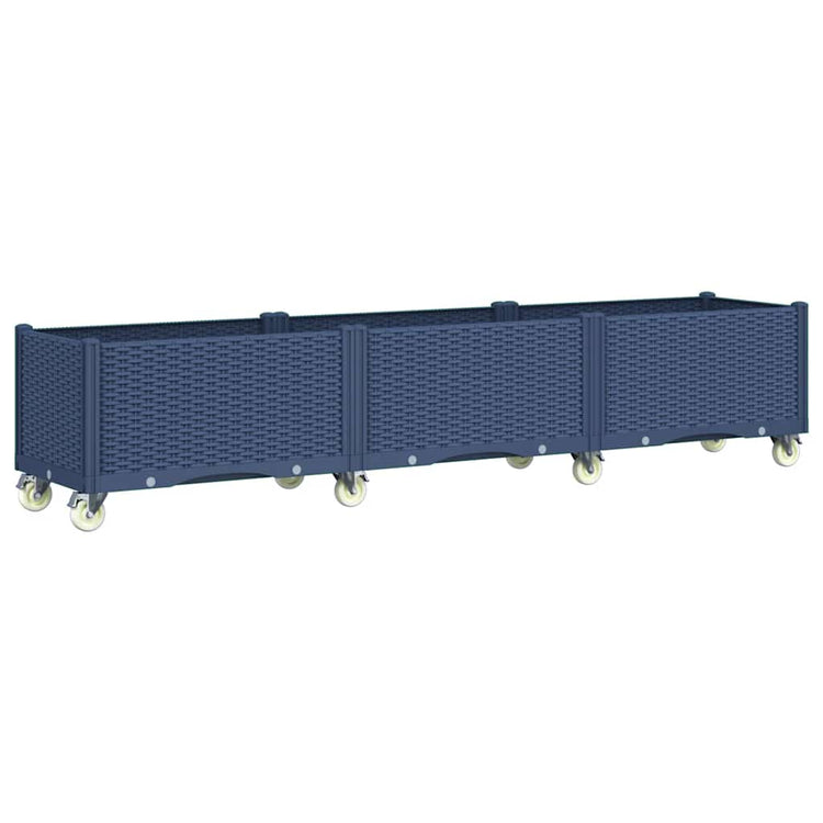 Vidaxx Pflanzgefäß mit Rädern 240x50x54 cm Polypropylen blaugrau