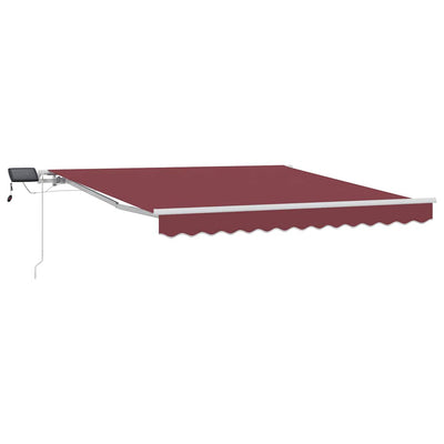 Vidaxx Markise manuell ausziehbar mit LED 300x250 cm bordeauxrot