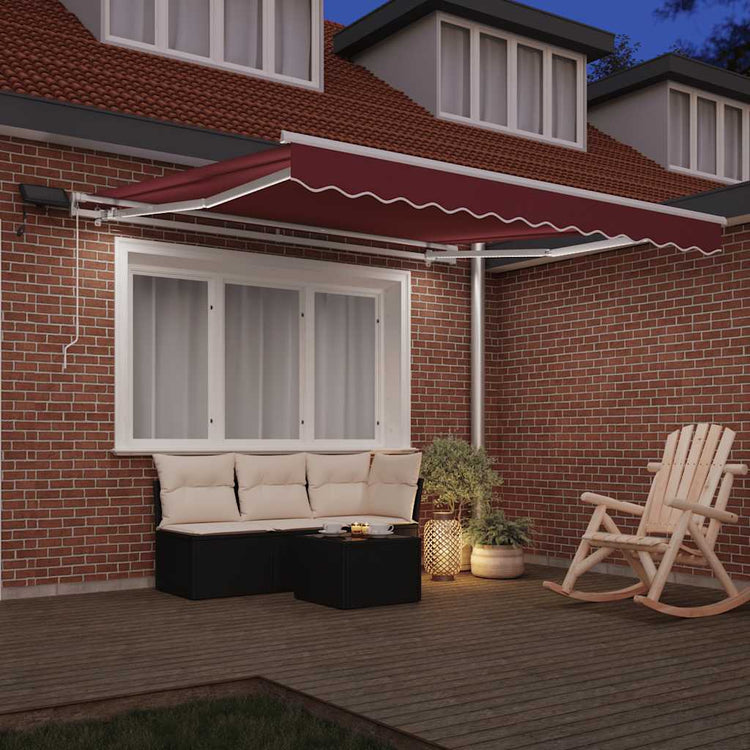 Vidaxx Markise manuell ausziehbar mit LED 300x250 cm bordeauxrot