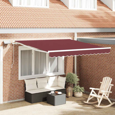 Vidaxx Markise manuell ausziehbar mit LED 300x250 cm bordeauxrot