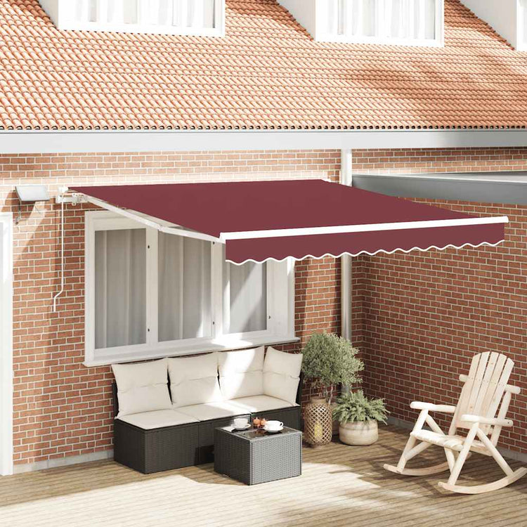 Vidaxx Markise manuell ausziehbar mit LED 300x250 cm bordeauxrot