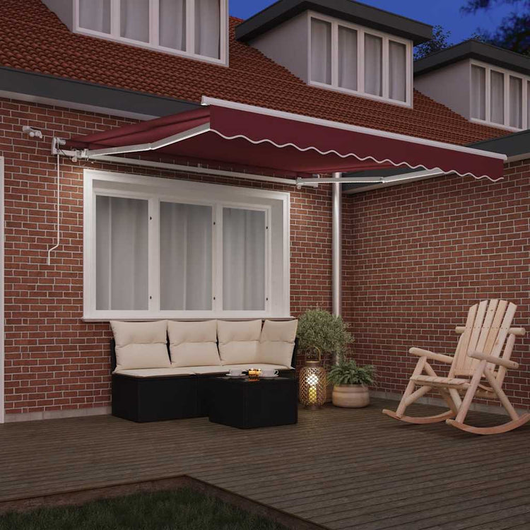 Vidaxx Markise automatisch ausfahrbar mit LED 300x250 cm bordeauxrot