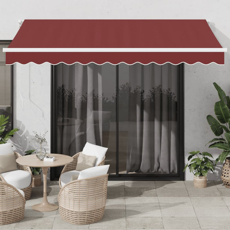 Vidaxx Markise manuell ausziehbar mit LED 350x250 cm bordeauxrot