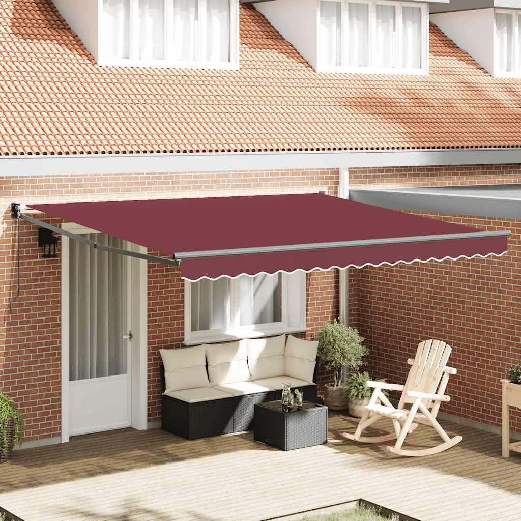 Vidaxx Markise manuell ausziehbar 400x300 cm bordeauxrot