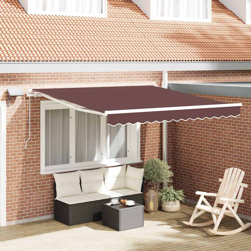 Vidaxx Markise manuell ausziehbar mit LEDs 300x250 cm braun