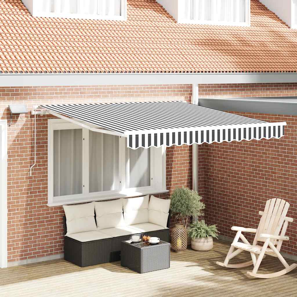Vidaxx Markise manuell ausziehbar und LED 300x250 cm Anthrazit und Weiß