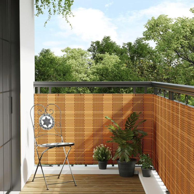 Vidaxl Balkon Bildschirm 600x100 cm Poly Rattan Hellbraun