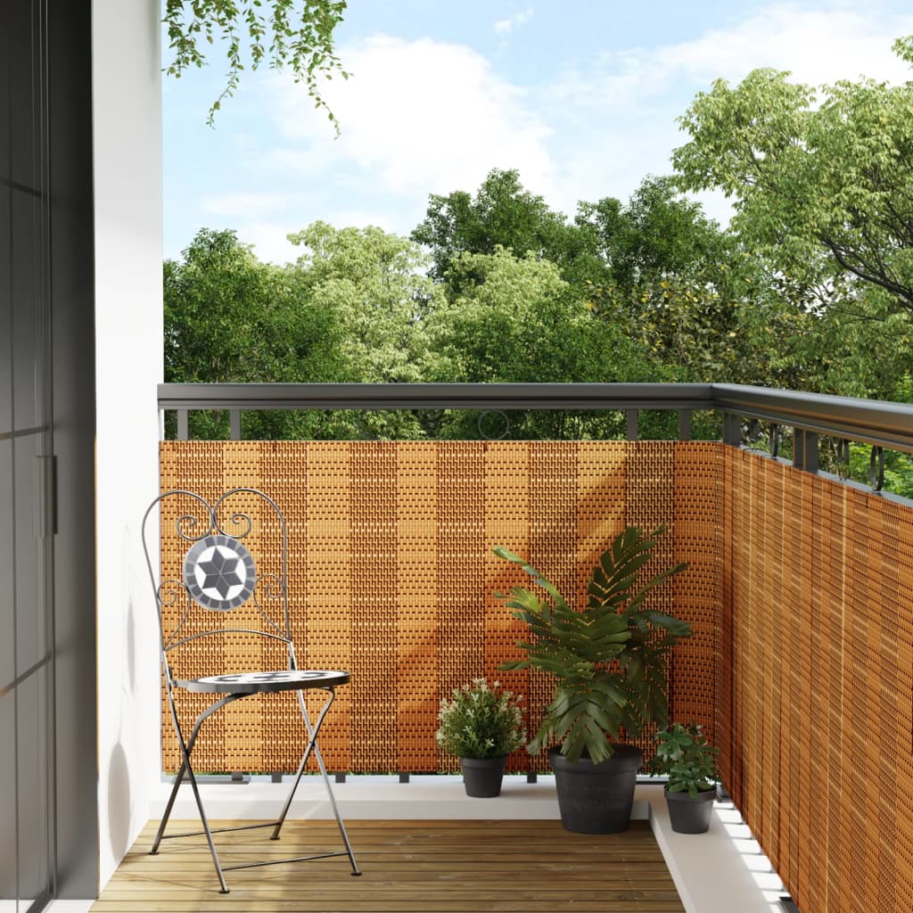 Vidaxl Balkon Bildschirm 1000x100 cm Poly Rattan Hellbraun