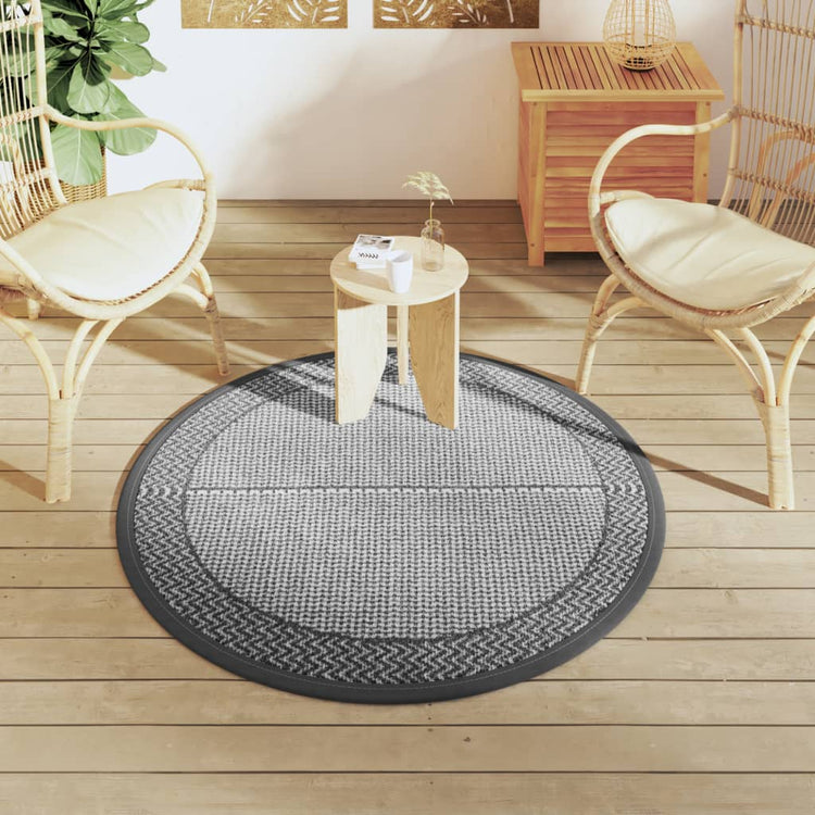 Vidaxl außerhalb des Teppichs Ø120 cm Polypropengrau