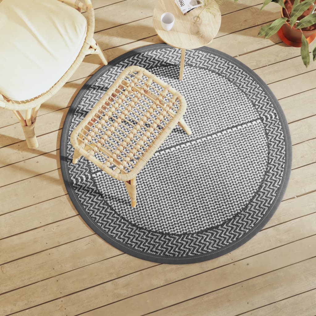 Vidaxl außerhalb des Teppichs Ø120 cm Polypropengrau