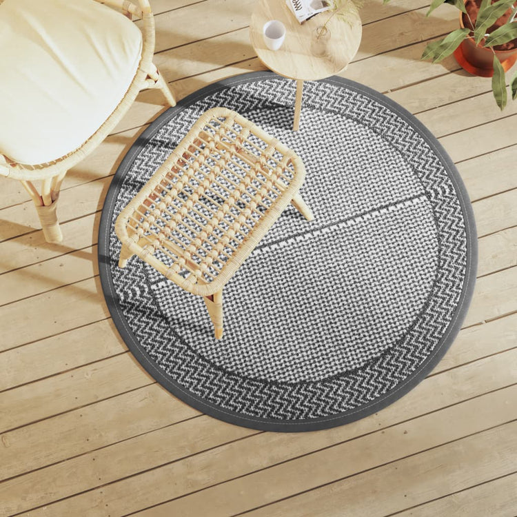 Vidaxl außerhalb des Teppichs Ø120 cm Polypropengrau